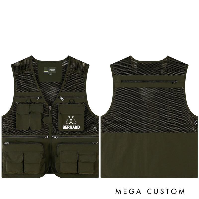 Personalized Funny Fishing Vest with Name Custom Outdoor Fishing Vest Gift for Husband Dad