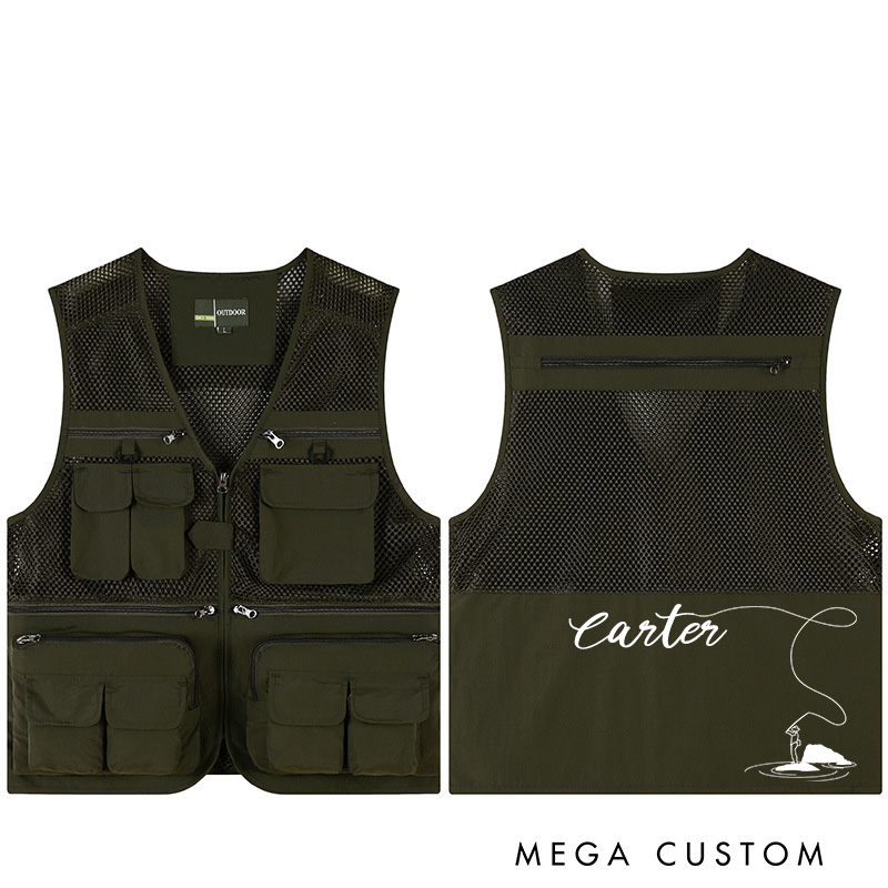 Personalized Fishing Vest with Custom Name Outdoor Fishing Vest Fly Fishing Gifts for Men Husband