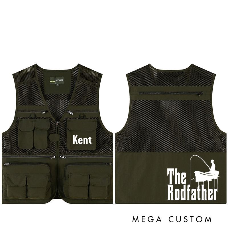 Personalized the Rodfather Fishing Vest Custom Funny Fisherman Vest Fishing Outdoor Gift for Men Husband