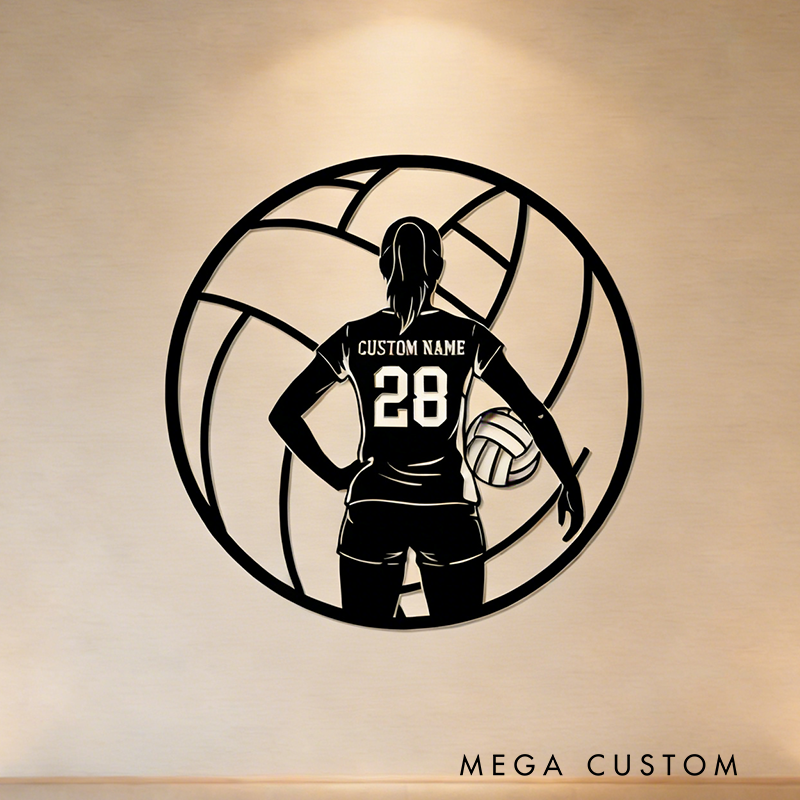 Personalized Volleyball Wall Art with Custom Name and Number Design
