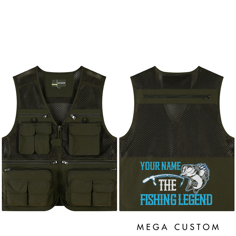 Personalized Customizable 'The Fishing Legend' Vest Funny Outdoor Fishing Vest Fishing Gift for Men Husband