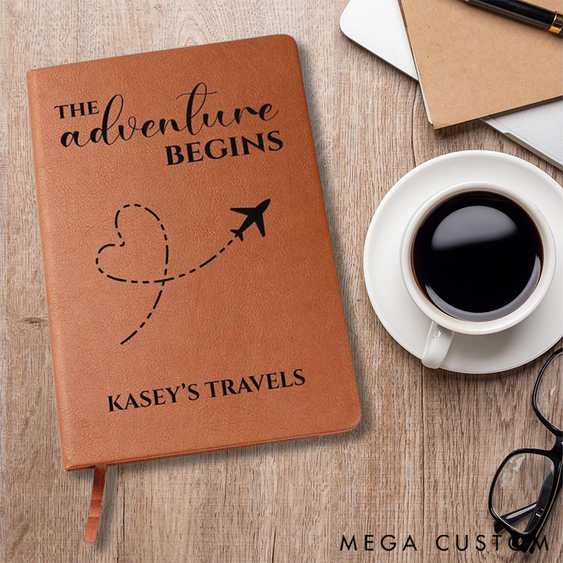  Personalized The Adventure Begins Travel Journal Custom Book World Travel Journal Travel Lover Gift for Couple Valentines Gift