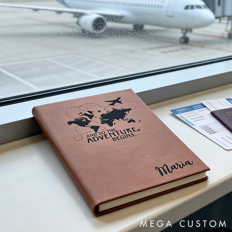 Personalized and so the Adventure Begins Custom Book World Travel Journal Travel Lover Gift for Couple Valentines Gift