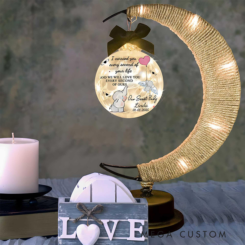 Personalized Baby Memorial Moon LED Lamp Loss Of Infant Child Moon Lamp Angel Baby Memorial Keepsake Miscarriage Gift, Sympathy Gift