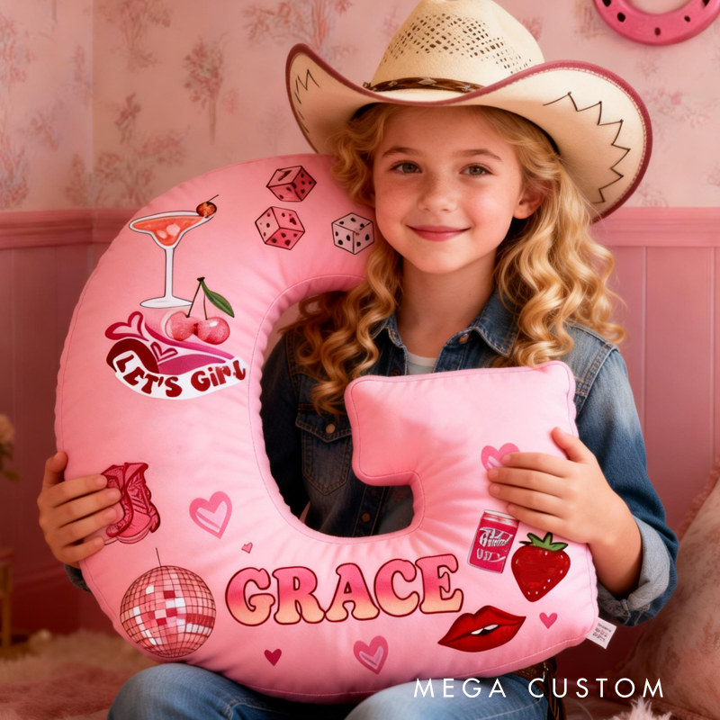 Personalized Retro Elements Initial with Name Graphic 3D Print Pillow Valentine's Day Gifts Funny Gifts