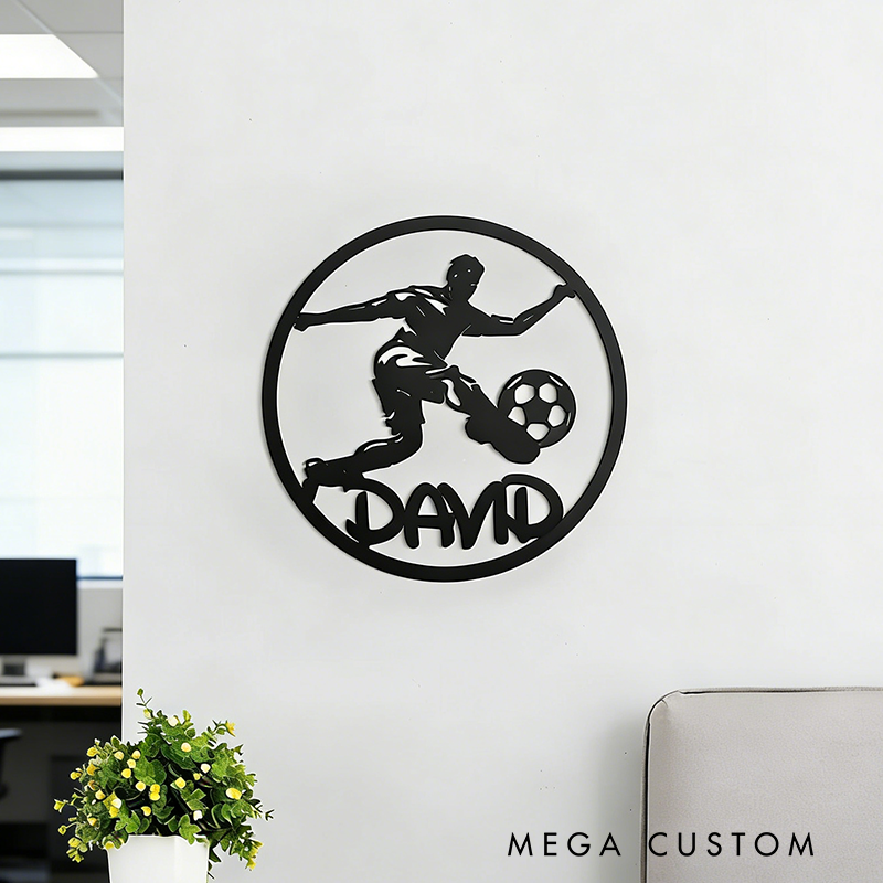 Personalized Soccer Wall Art Featuring Custom Name Design