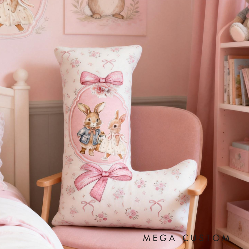 Personalized Cute Bunny Initial Name Graphic 3D Print Pillow Easter Gifts Funny Gifts