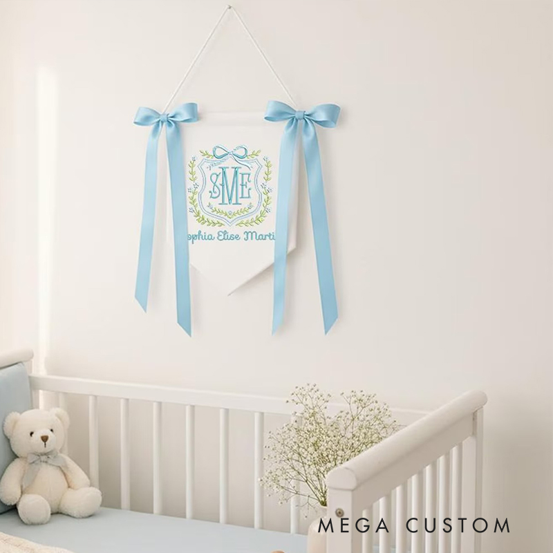 Personalized Baby Banner Custom Baby Banner Welcome Banner Hospital Door Sign Baby Shower Gift Bassinet or Crib Announcement