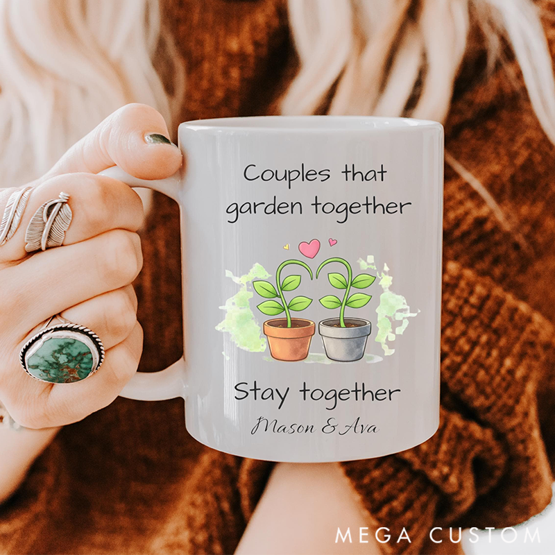 Personalized Couples Who Love Gardening Mug Gift for Garden Lovers Valentines Gift