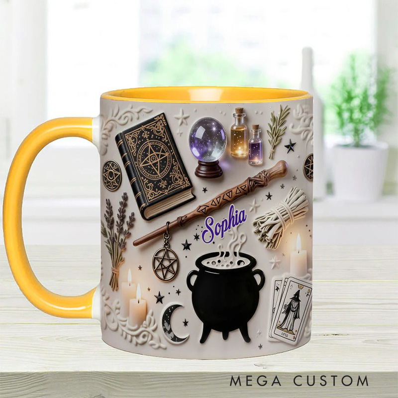 Personalized 2D Flat Witchcraft Mug Coffee Mug Magic Lover Mug Witchcore Gift Coffee Mug