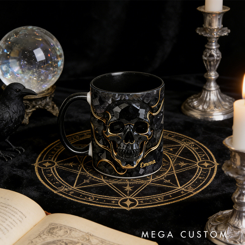Personalized 2D Flat Magical Crystal Skull Mug Coffee Mug Magic Lover Mug Witchcore Gift Coffee Mug