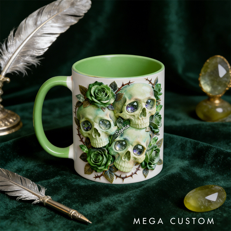 Personalized 2D Flat Magical Rose And Skull Mug Coffee Mug Magic Lover Mug Witchcore Gift Coffee Mug