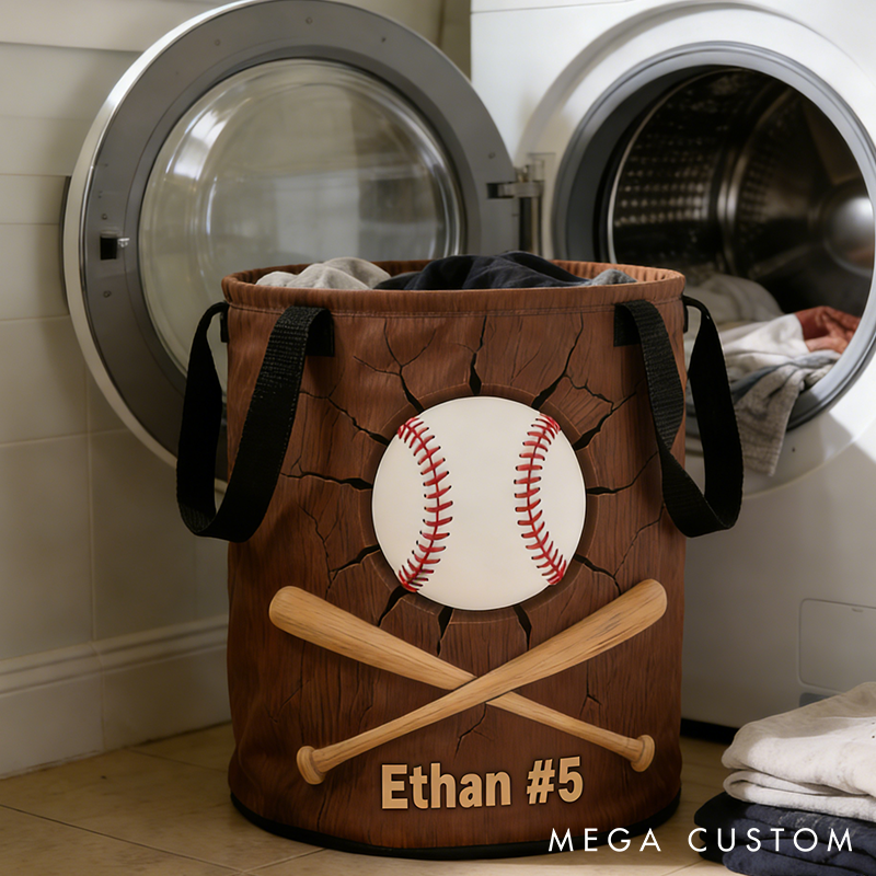 Personalized Baseball Basket with Custom Name and Number Design