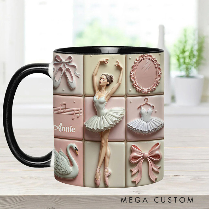 Personalized 2D Flat Ballerina Girl Ballet Mug Dancer Mug Ballet Dance Lover Mug Dancing Gift Coffee Mug