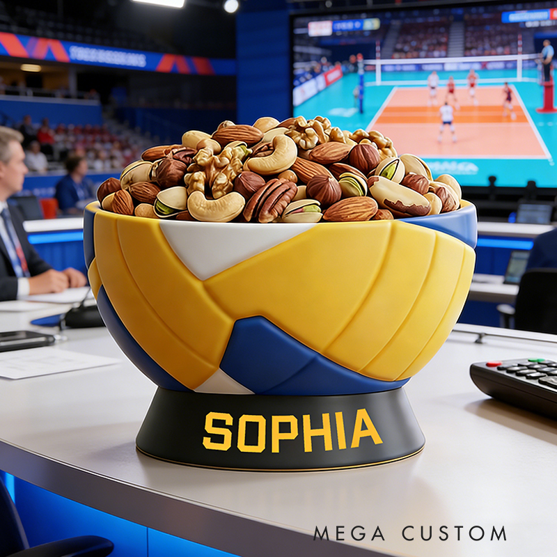 Personalized 3D Printed Volleyball Snack Bowl with Custom Name Design for Volleyball Fans