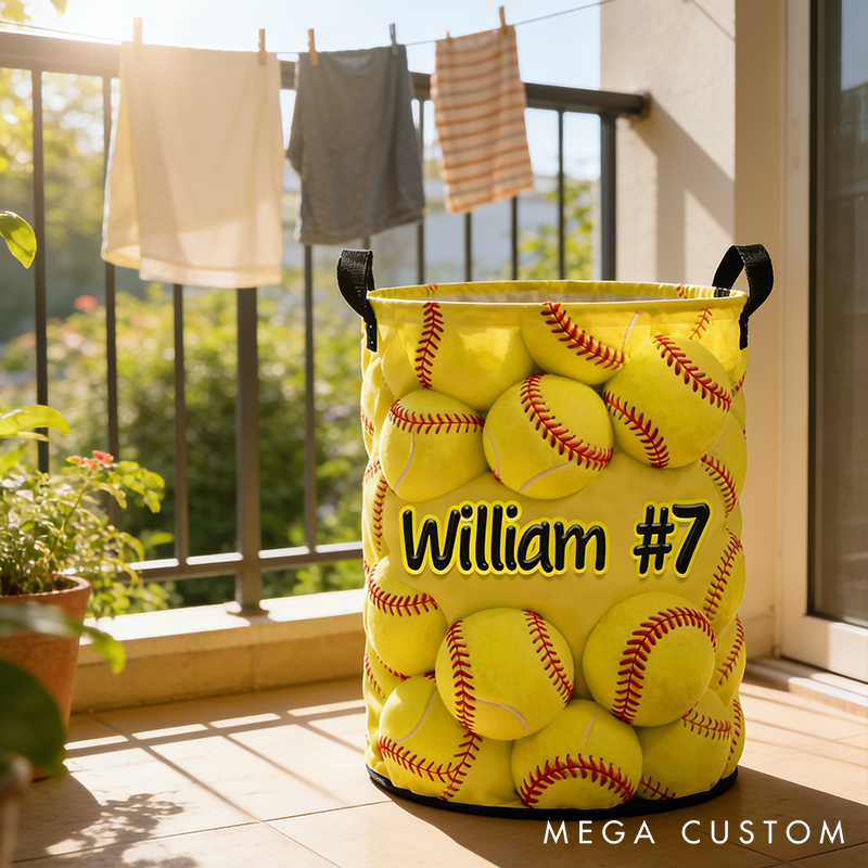 Personalized Softball Basket with Custom Name and Number Design