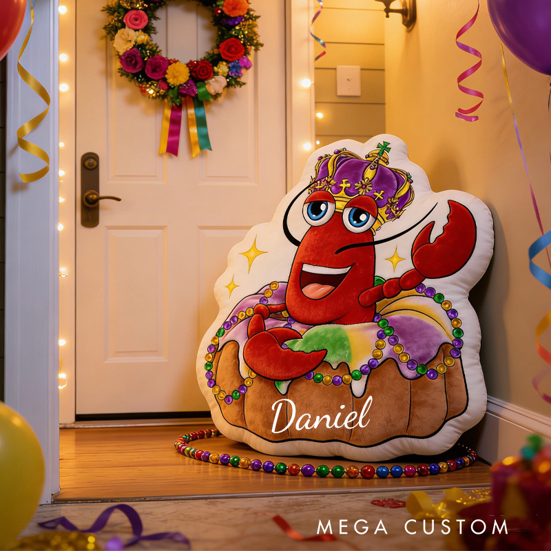Personalized Lobster Throw Pillow Graphic 3D Print Cake Pillow with Name Mardi Gras for Girl Boy Kids Initial Pillow Baking Lover Gifts