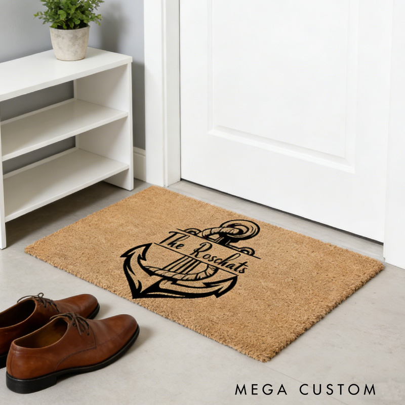 Personalized Custom Doormat Anchor Welcome Mat Family Name Fishing Boat Gifts for Fishing Lover