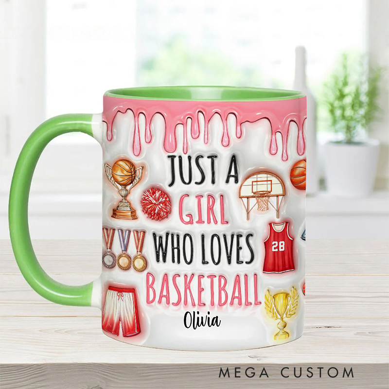 Personalized "Just a Girl Who Loves Basketball" Mug with Custom Text for Female Players and Fans