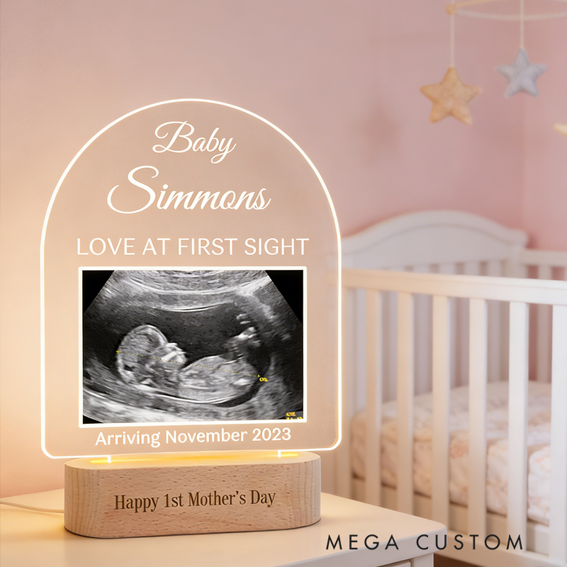 Personalized LED Light with Ultrasound Pregnancy Announcement Gift New Dad Gift Mom To Be Gifts Baby Reveal Keepsake