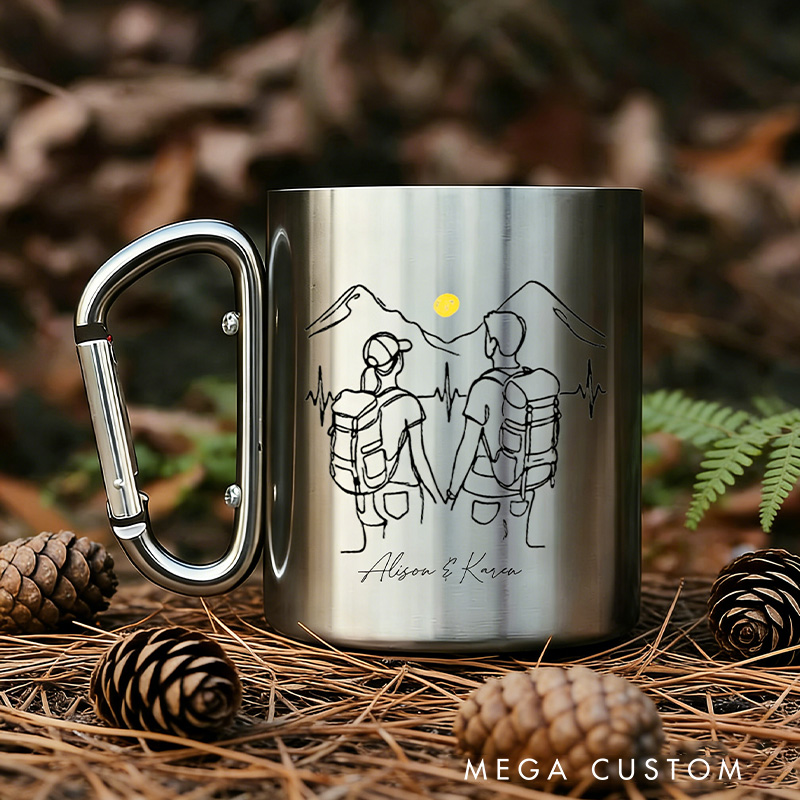 Personalized Adventure Couple Stainless Steel Mug Couple Outdoor Hiking Mug Cup Gift for Outdoor Backpacker