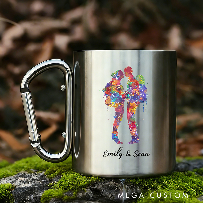 Personalized Colorful Couple Stainless Steel Mug Outdoor Couple Adventure Mug Cup Gift for Outdoor Lover