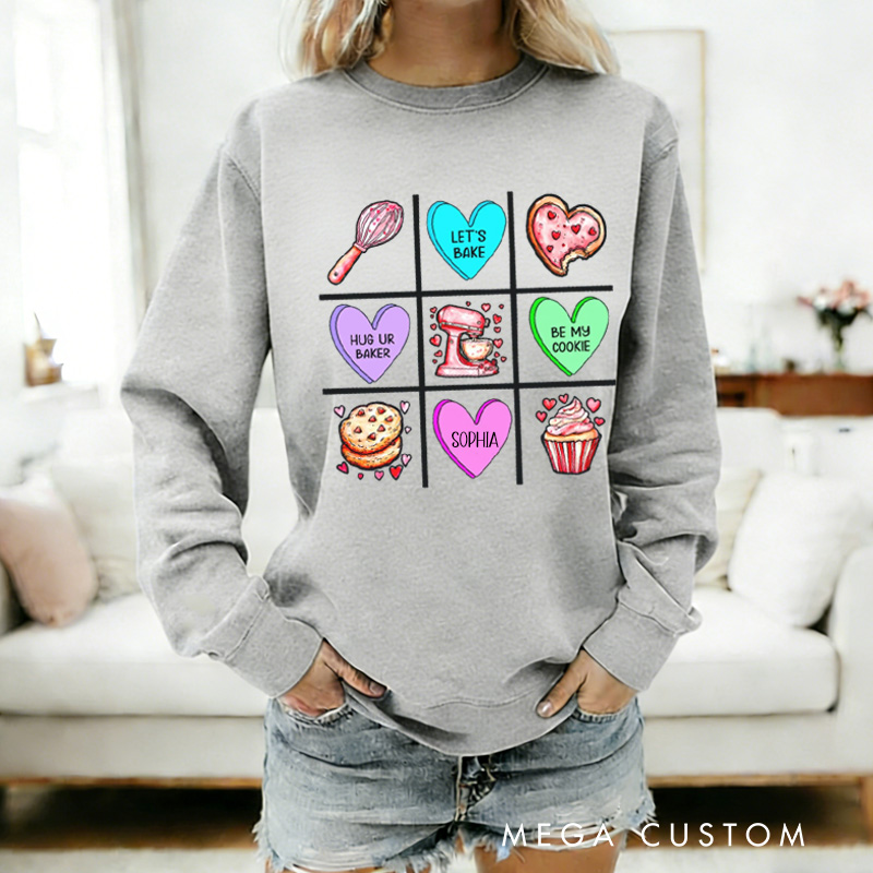 Personalized XOXO Baking Sweatshirt with Name Let's Bake Sweatshirt Be My Cookie Shirt  Valentine's Day Gift for Women Baking Lover Her