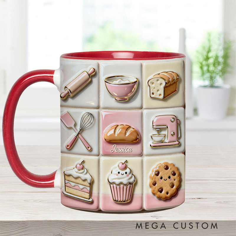 Personalized Love Baking Mug Custom Baking Accent Mug with Name Baking Lover Gift for Her Women