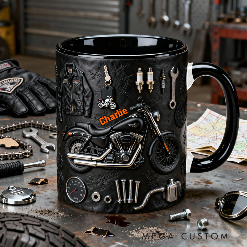 Personalized Biker Gifts Custom Name Motorcycle Mug Color Inside Coffee Cup for Men Motor Racer Rider Gift