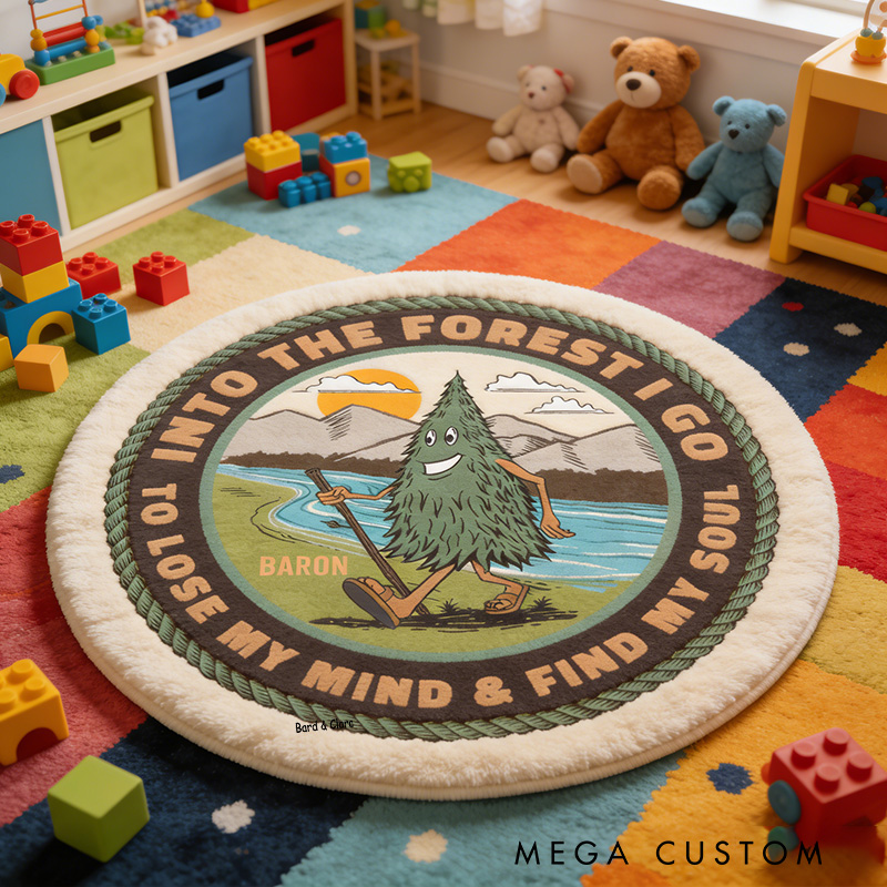 Personalized Forest Adventure Rug Hiking Camping Nature Lover Rug Outdoors Adventure Gift