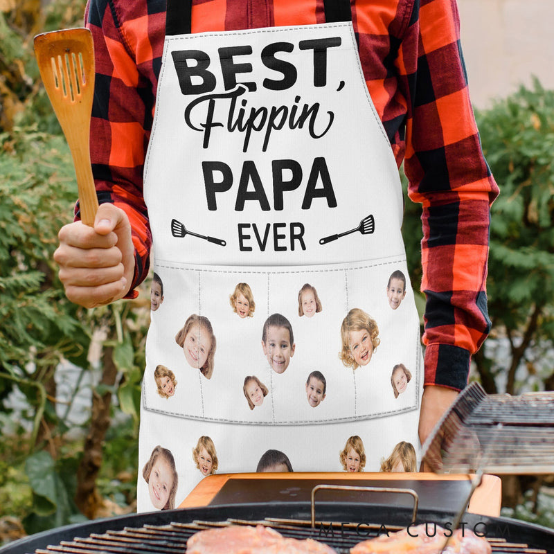 Personalized Photo Best Flippin' Papa Ever Apron Birthday Gift Funny Gift for Men Dad Grandpa Husband Boyfriend 