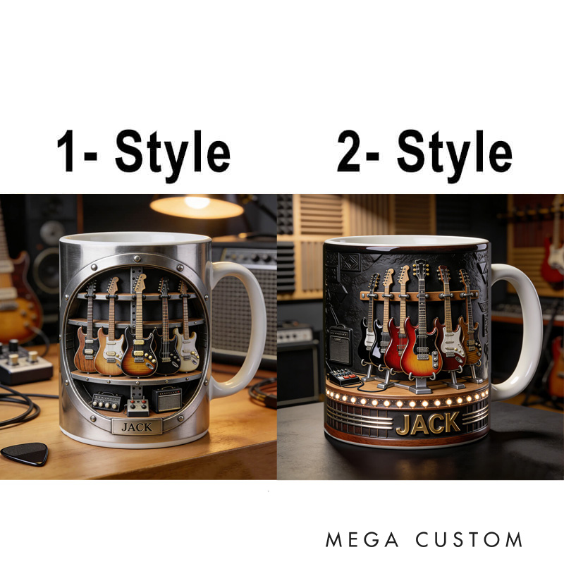 Personalized 2D Flat Vintage Strings Mug Custom Vinyl Records Themed Mug for Music Lovers Rock 'n' Roll Lovers