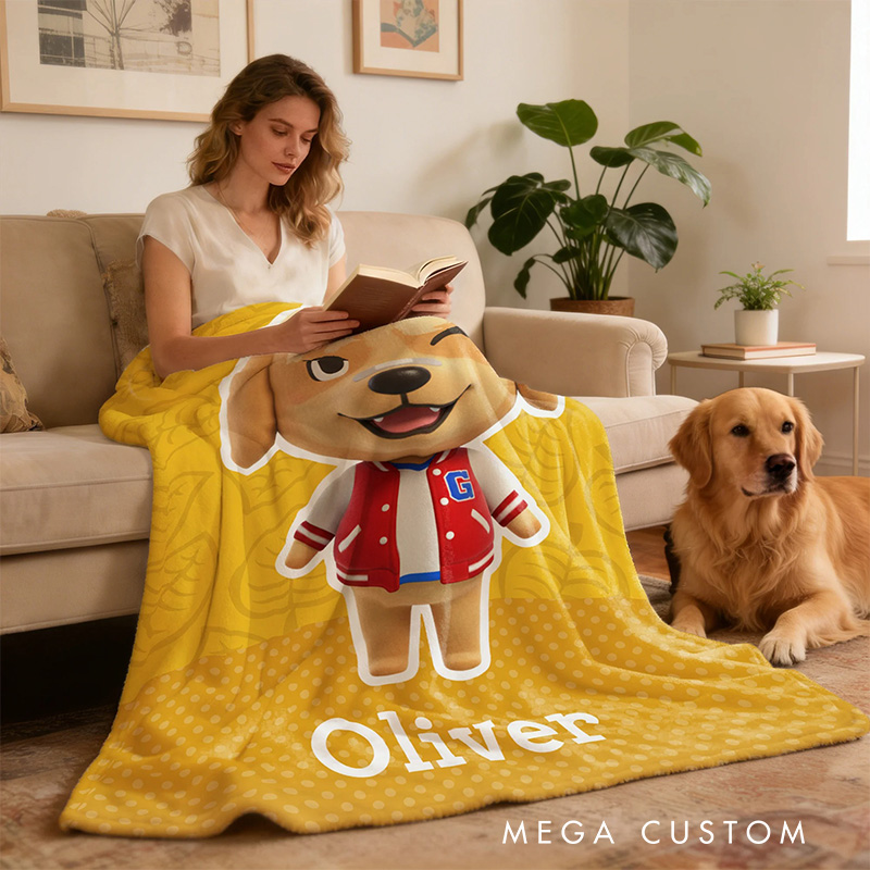 Personalized Cute Game Style Pet Blanket Flannel Blanket Gaming Blanket with Name for Game Lovers Gamer