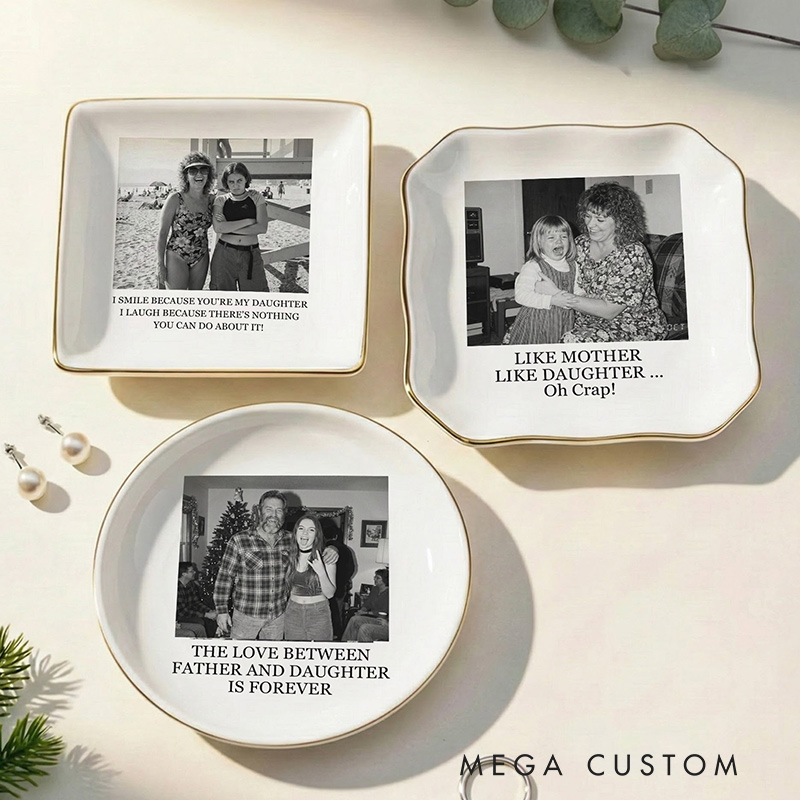 Personalized Photo Jewelry Dish Custom Vintage Photo & Message Ring Dish Mother's Day Gifts for Mom