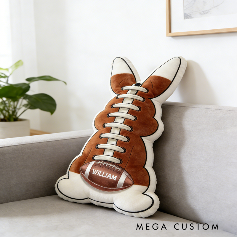 Personalized Easter American Football Bunny Pillow with Custom Name Design