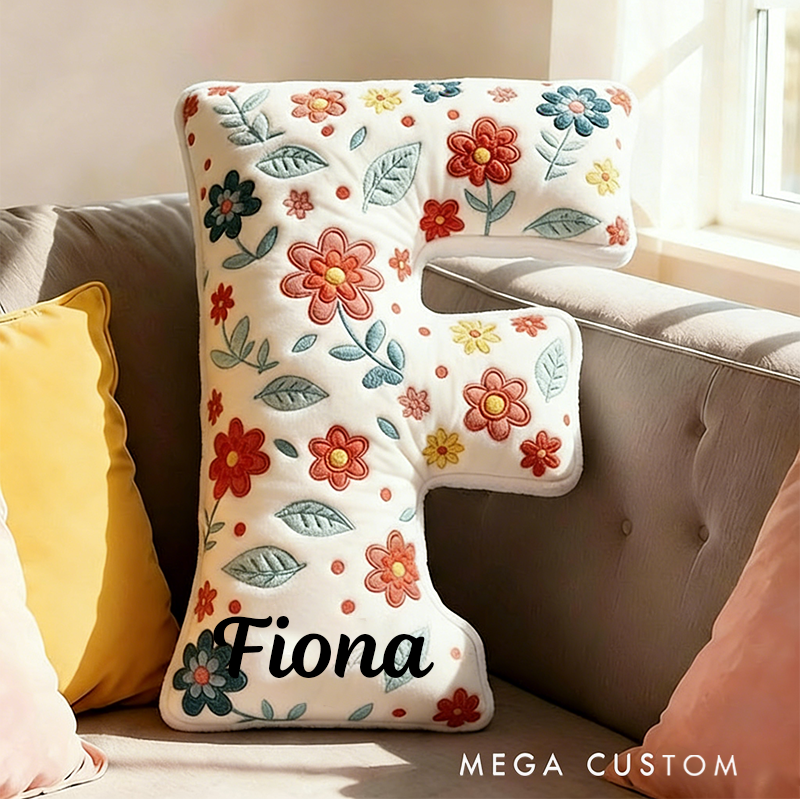 Personalized Floral Letter Pillow with Name Graphic 3D Print Custom Double Sided Pillow Gift for Kids Gardening Lovers Gift