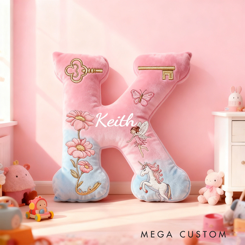 Personalized Children's Story Books Alphabet Throw Pillow Graphic 3D Print Flower Letter Pillow with Name Fairy Initial Pillow for Kids Boys Girls Book Lover Gift