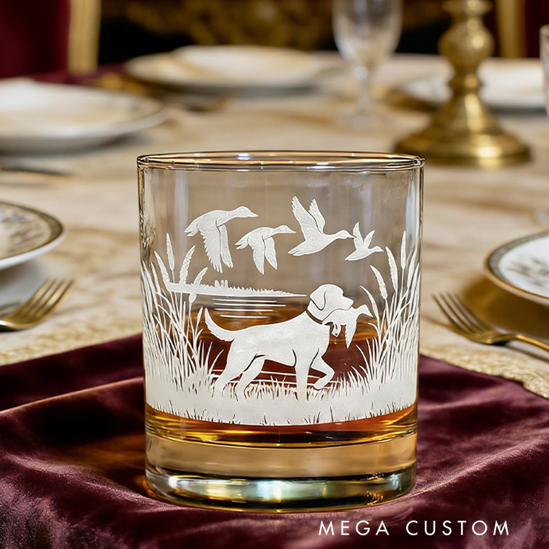 Personalized Hunting Dog Whiskey Glass Custom Outdoors Hunting Lover Whiskey Glass Gift for Hunting