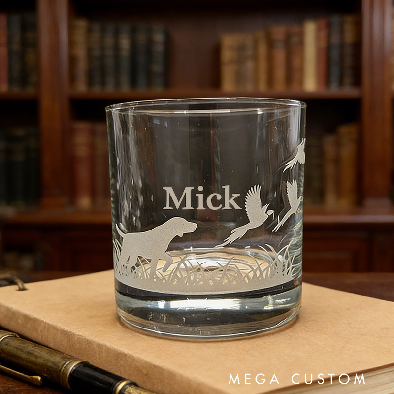 Personalized Engraved Hunting Whiskey Glass Custom Outdoors Hunting Whiskey Glass Gift for Hunting Him