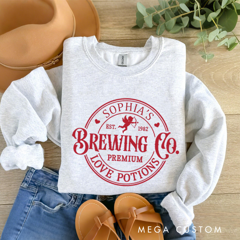 Personalized Brewing Co. Cupid's Love Options Sweatshirt with Name Xoxo Sweatshirt Valentine Baking Shirt Cozy Valentine's Day Gift for Women Baking Lover Her