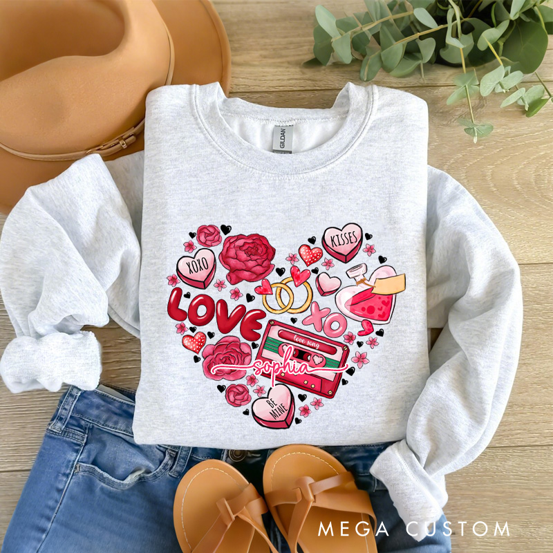Personalized Heart Valentine Sweatshirt with Name Cookie Heart Sweatshirt Valentine Baking Shirt Cozy Valentine's Day Gift for Women Baking Lover Her