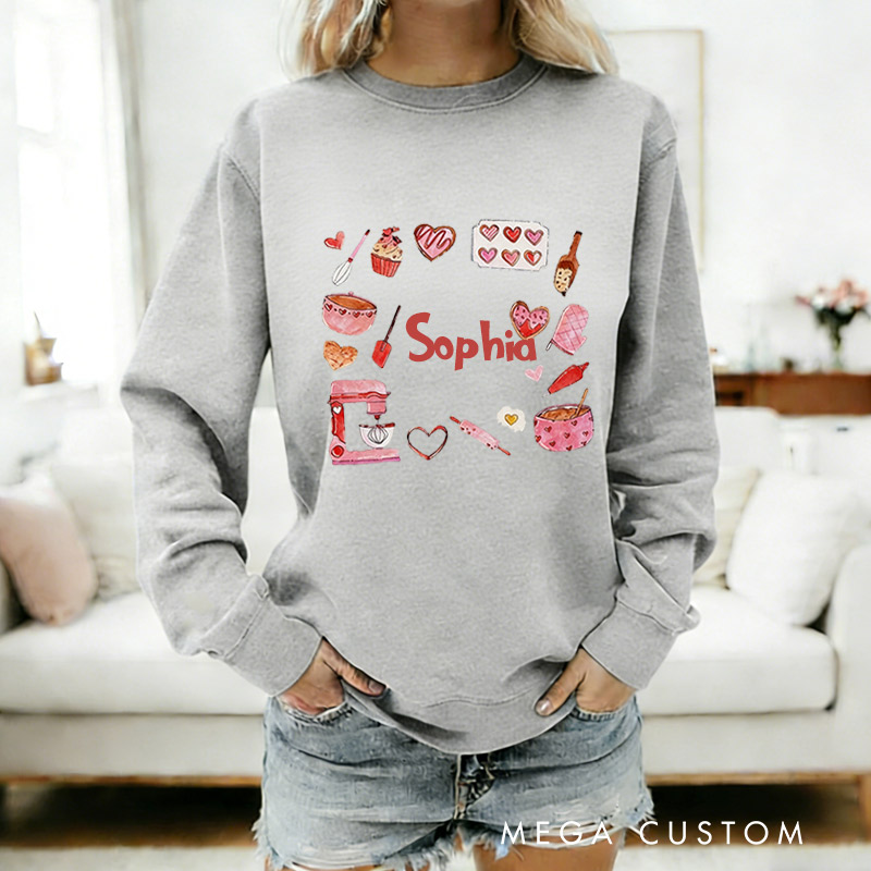 Personalized Baker Valentine Sweatshirt Sweet Valentine Gift for Baking Lovers
