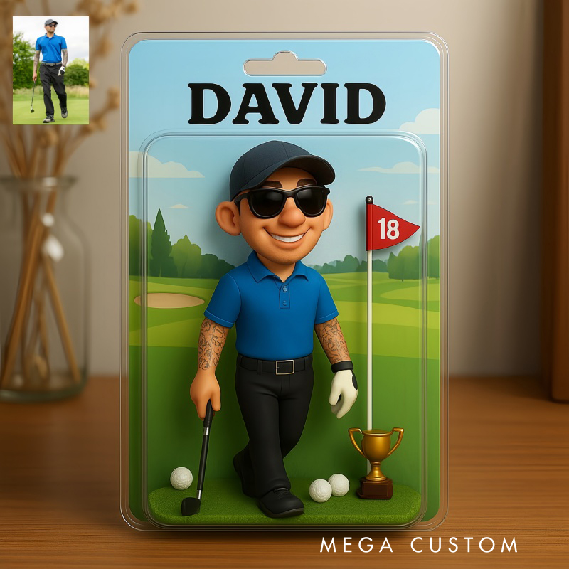 Personalized Golf Photo Pixar Style Themed Acrylic Block,Golf Themed Home Decor,Golf Gift For Him,Her,Birthday Gift For Golf Player,Gift For Golfer