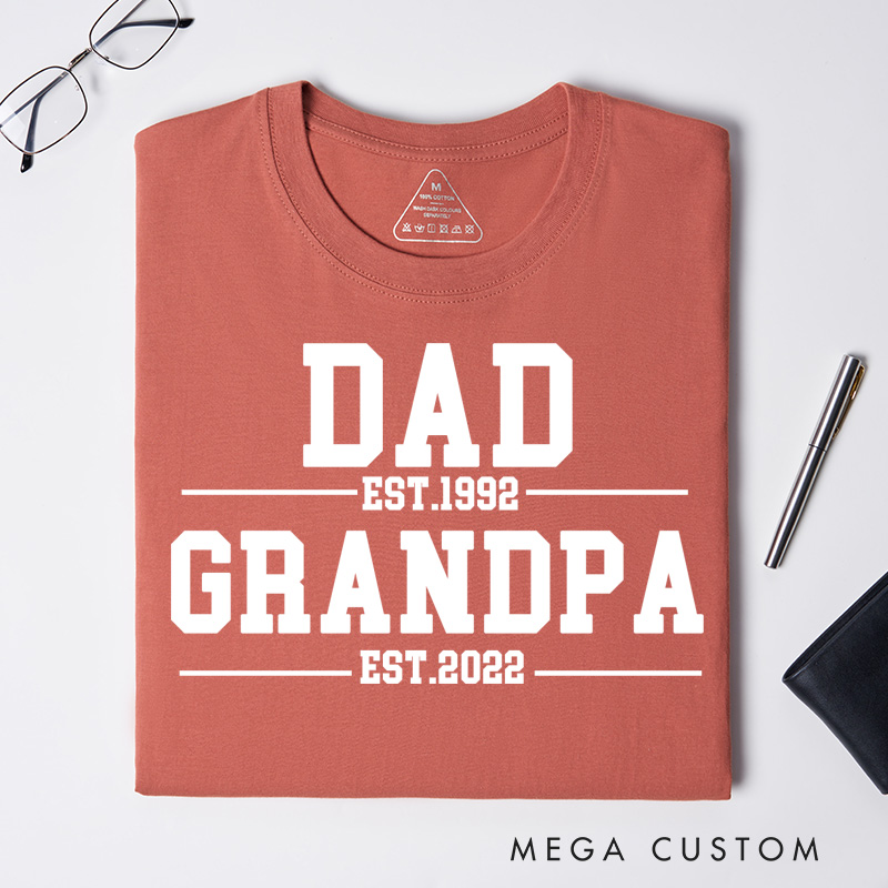 Personalized Dad Est. Grandpa Est. T-shirt Grandpa T Shirt Custom Father's Day Gift for Dad and Grandfather Birthday Gift for Men