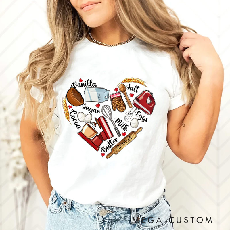 Personalized Bakery Heart Shirt Baking Lover Shirt Baking T-shirt Gift for Baking Lovers