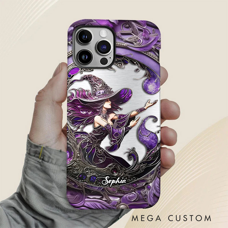 Personalized 2D Flat Beautiful Witch Phone Case Magic Lover iPhone Case Witchcore Gift