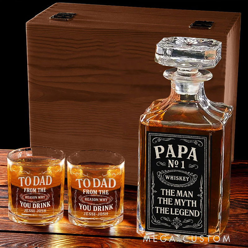 Personalized Father Whiskey Decanter Set Gift For Alcohol Lover Father's Day Gift 