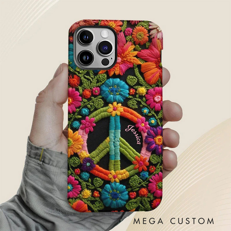Personalized 2D Flat Flora Hippie Soul Phone Case Music Lover iPhone Case Music Gift