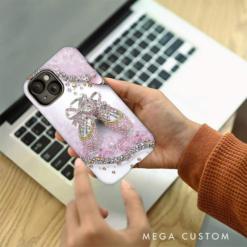 Personalized 2D Flat Cute Ballet Shoes Phone Case Dance Lover iPhone Case Ballet Gift