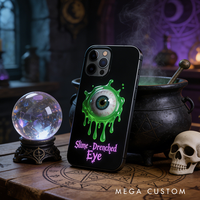 Personalized 2D Flat Slime-Drenched Horror Aesthetic Eyeball Phone Case Movie Lover iPhone Case TV Show Gift